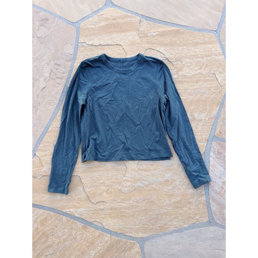 Lululemon Classic Fit Women's Cotton Blend Long Sleeve Shirt Sz: M Green ES